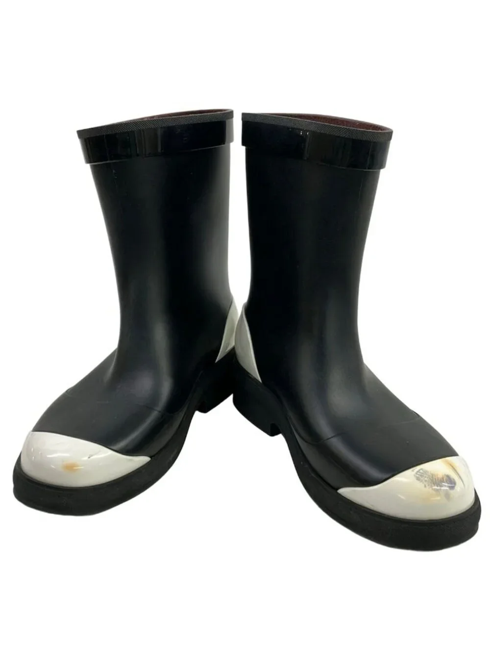 Chanel Rain Boots 36 Black White CC Logo